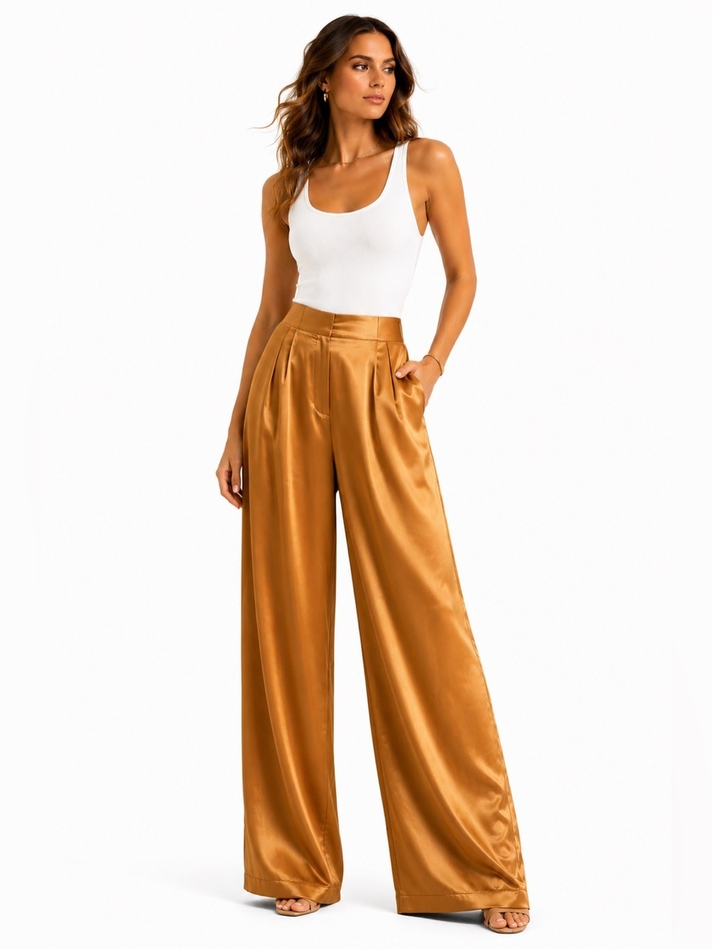 The Sei Apricot Silk Wide Leg Trousers Size 6 NWT
